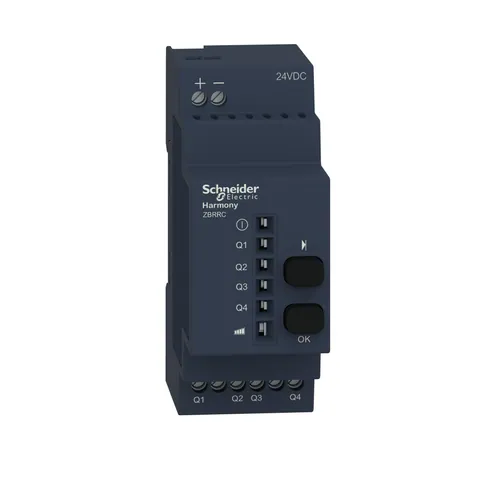 Schneider Electric ZBRRC Configurable Receiver, Harmony XB5R Series, 4 PNP Outputs, 2 Buttons, 6 LED Indicators — Switches & Modular Apparatus