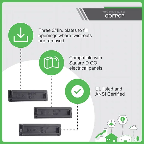 Schneider Electric QOFP Load center accessory, QO/Homeline, cover filler plate, fills branch circuit opening — General Accessories