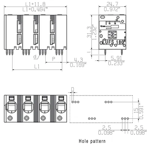 Weidmuller 2492220000 Printed Circuit Board Terminal LUFS 15.00/03/180V 5.0SN BK BX — Accessori generali