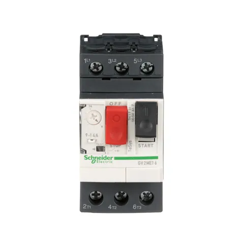 Schneider Electric GV2ME16 TeSys Deca Manual Starter and Protector, thermal magnetic circuit protector, push buttons, 9 to 14 A, screw clamp — Power Supplies & Controllers
