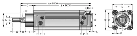 PNEUMAT SYSTEM Pneumatic cylinder ISO15552/6431 D32x350 Pneumatic Cylinder ISO15552/6431 D32x350 with Pneumatic Cushioning — Pneumatik- & Hydraulikzylinder