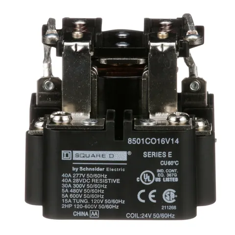 Schneider Electric 8501CO16V14 Power Relay, Type C, 2 hp, 30A resistive at 300VAC, DPDT, 2 normally open and 2 normally closed contact, 24VAC coil — Accesorios generales