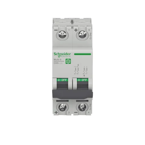 Schneider Electric M9U21216 Miniature circuit breaker (MCB), Multi9 C60H-DC, 2P, 16A, C curve, 5kA (UL1077), 6kA (IEC/EN 60947-2) — General Accessories