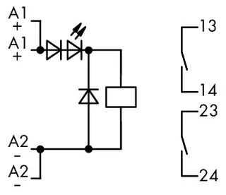 Wago 286-328/004-000 Relay module; Nominal input voltage: 24 VDC; 2 make contact; Limiting continuous current: 6 A; Railway; Red status indicator; Module width: 20 mm; gray — Contactors & Relays