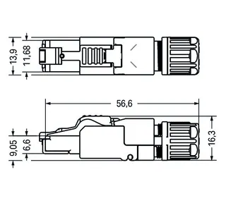 Wago 750-978/000-011 Connector ETHERNET; RJ-45; Cat. 6A; straight; Code T568A; AWG 22; Strain relief — Kable i przewody przemysłowe