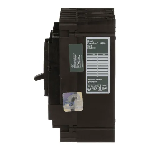 Schneider Electric HGL36020 Circuit breaker, PowerPacT H, 20A, 3 pole, 600VAC, 18kA, lugs, thermal magnetic, 80% — Accessori generali