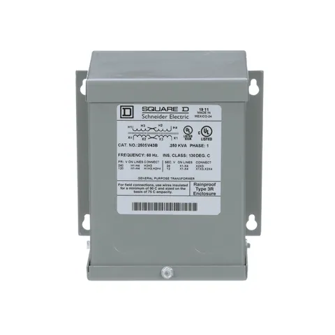 Schneider Electric 250SV43B Buck Boost Transformer, Encapsulated, 0.25kVA, 1 Phase, 120x240V Primary, 12/24V Secondary, NEMA 3R, 80C Rise — General Accessories
