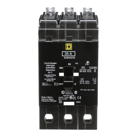 Schneider Electric EGB34035 Mini circuit breaker, E-Frame, 35A, 3 pole, 480Y/277 VAC, 65 kA max, bolt on — General Accessories