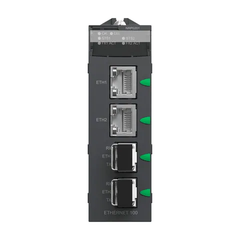 Schneider Electric BMXNRP0201 fiber converter module, Modicon X80, single mode — PLC