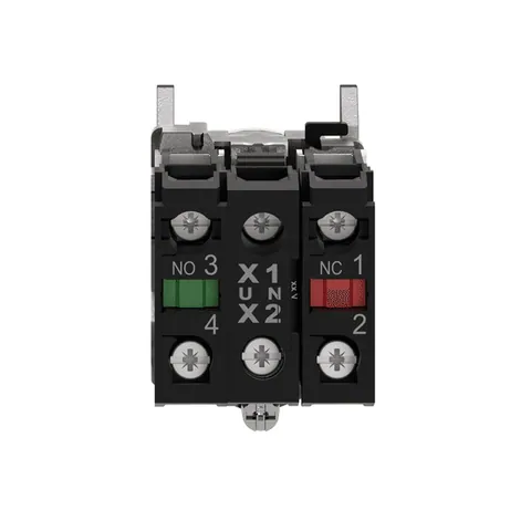 Schneider Electric XB4BW35B5 Illuminated push button, Harmony XB4, metal, orange flush, 22mm, universal LED, plain lens, 1NO + 1NC, 24V AC DC — Power Supplies & Controllers
