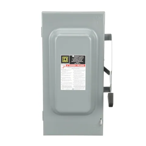 Schneider Electric D323N Safety switch, general duty, fusible, 100A, 3 pole, 30hp, 240VAC, NEMA 1, neutral factory installed — General Accessories