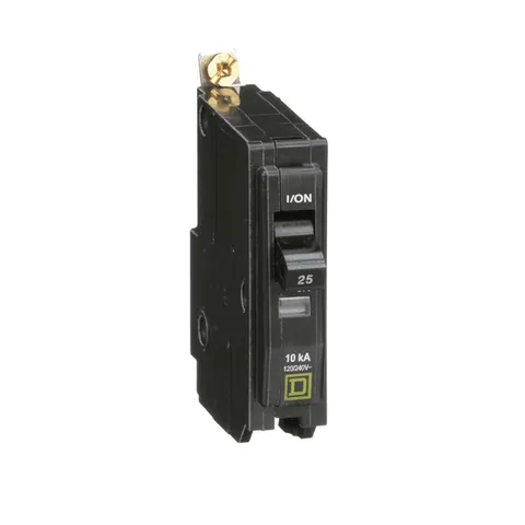 Schneider Electric QOB125 Mini circuit breaker, QO, 25A, 1 pole, 120/240VAC, 10kA, bolt on mount — General Accessories