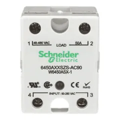 Schneider Electric 6450AXXSZS-AC90 Relay, SE Relays, solid state, SPST NO, 50A, 48…530 VAC, 90...280 VAC Uc, SCR AC zero cross, screw terminal — General Accessories