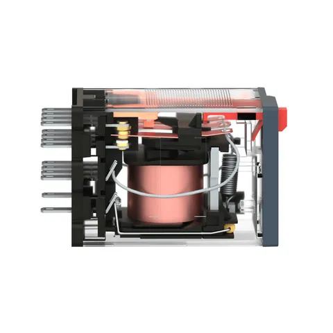 Schneider Electric RXM4AB2P7 miniature plug-in relay, 4 C/O, 6A, 230V AC, with LED and lockable test button — Contactores y relés