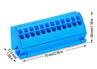 Wago 812-104 Busbar terminal block; for (10 x 3) mm busbars; without push-buttons; Push-in CAGE CLAMP®; 4,00 mm²; blue — General Accessories