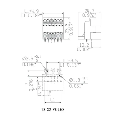 Weidmuller 1633650000 PCB Plug-in Connector 3.50mm 18 Poles 90° THT Solder — Accessori generali