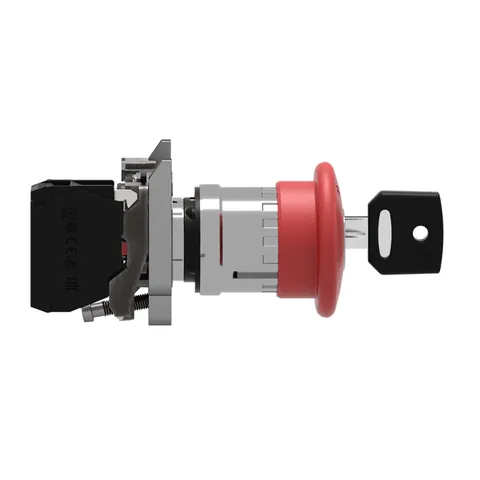 Schneider Electric XB4BS9442 Emergency Stop Push Button - Mushroom Head, Latching Key Release, 1NC — Switches & Modular Apparatus