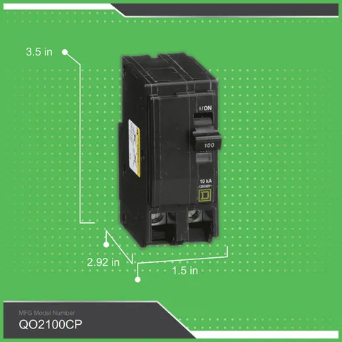 Schneider Electric QO2100 Mini circuit breaker, QO, 100A, 2 pole, 120/240VAC, 10kA, plug in mount — Accessori generali