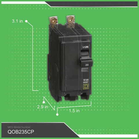 Schneider Electric QOB235 Mini circuit breaker, QO, 35A, 2 pole, 120/240VAC, 10kA, bolt on mount — General Accessories