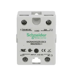 Schneider Electric 6425AXXSZS-DC3 Relay, SE Relays, solid state, SPST NO, 25A, 48…530 VAC, 3...32 VDC Uc, SCR AC zero cross, screw terminal — Contactors & Relays
