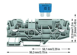 Wago 2006-1681 2-conductor fuse terminal block for automotive blade-style fuses; with test option; without blown fuse indication — Terminal Blocks