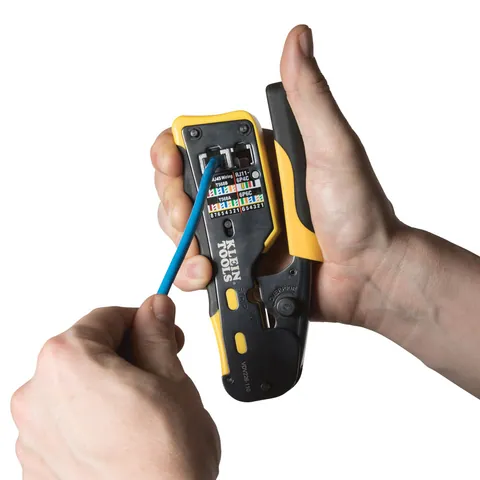 Klein Tools VDV226-110 Ratcheting Cable Crimper / Stripper / Cutter, for Pass-Thru™ — Hand & Power Tools