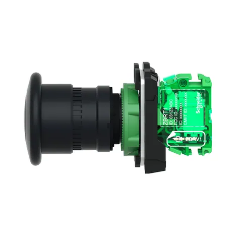 Schneider Electric ZB5RTC2 Wireless and batteryless transmitter,transmitter, Harmony XB5R, mushroom head 40mm, plastic, black, 22mm, spring return — Switches & Modular Apparatus