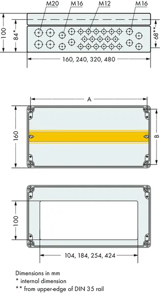 Wago 850-826 IP65 enclosure; Aluminium (RAL 7032); WxHxD (240x100x160 mm); 4 x M20, 4 x M16, 14 x M12 cable grip — Accessori generali