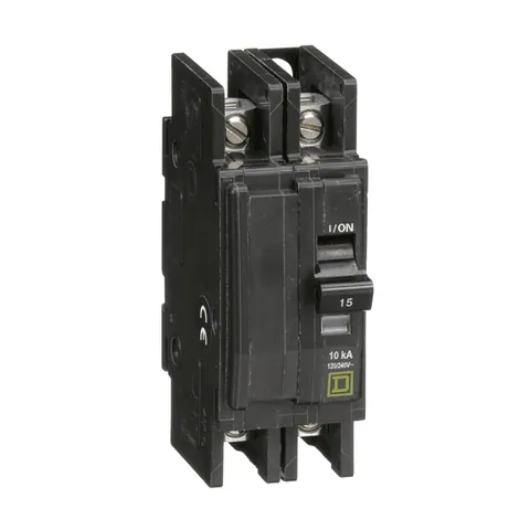 Schneider Electric QOU215 Mini circuit breaker, QOU, 15A, 2 pole, 120/240VAC, 10kA — General Accessories