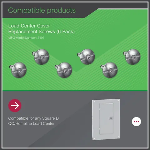 Schneider Electric S106 Load center accessory, QO/Homeline, screws kit, quantity 6, blister pack — General Accessories