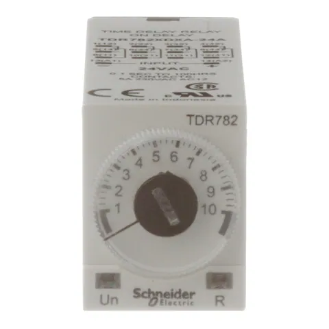 Schneider Electric TDR782XDXA-24A Time delay relay, SE Relays, 4PDT, 5A, 24 VAC, 100 ms to 100 hours, 7 time scales, on-delay function, socket compatible — Akcesoria ogólne