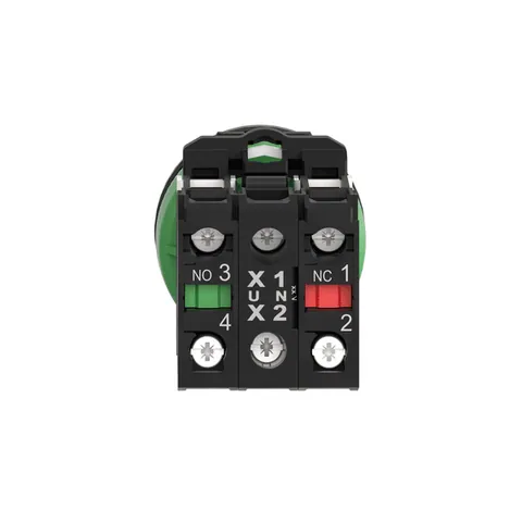 Schneider Electric XB5FW33B5 Illuminated push button, Harmony XB5, antimicrobial, plastic, green, 30mm, universal LED, 1NO + 1NC, 24V AC DC — Switches & Modular Apparatus